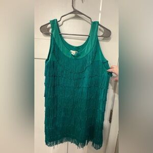 H&M Green Fringe Dress re o